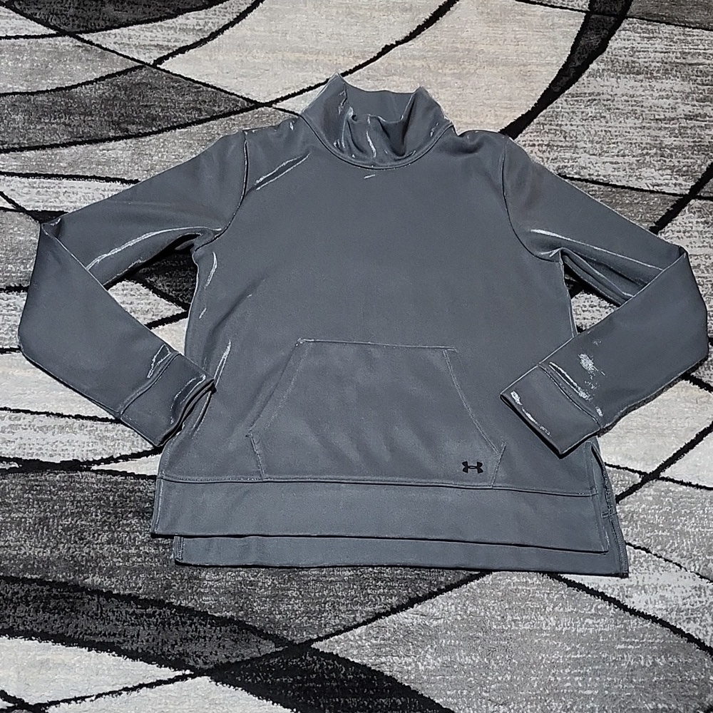 UNDER ARMOUR MOCK-NECK FLEECE MIRAGE SHINE GRAY SWEATSHIRT COLDGEAR LOOSE-FIT